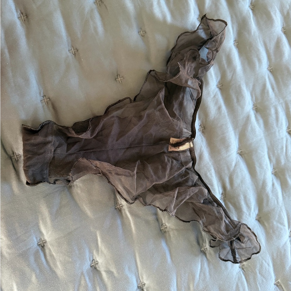 Victoria's Secret Black Sheer sexy vintage Lace Panties